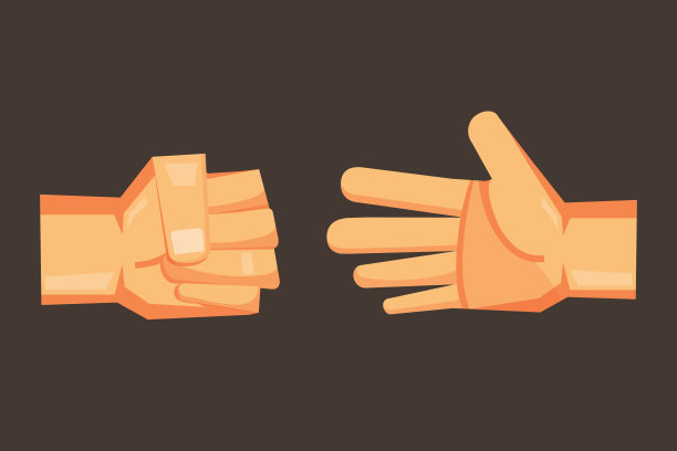 石头剪刀布矢量卡通手设计。图片下载