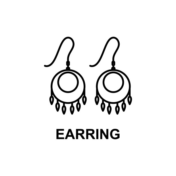耳环的图标。元素的女性配件名称图标移动概念和网络应用程序。细线耳环图标可以用于网络和移动。溢价图标图片下载