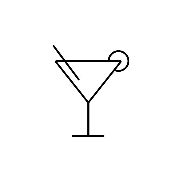 鸡尾酒杯简约线条图标图片下载