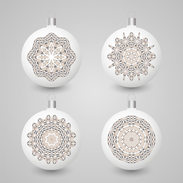 设置孤立的球形圣诞球。收集的小装饰品。新年装饰图片下载