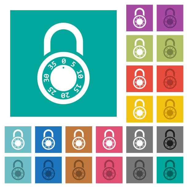 锁圆形组合锁方形平多色图标图片下载