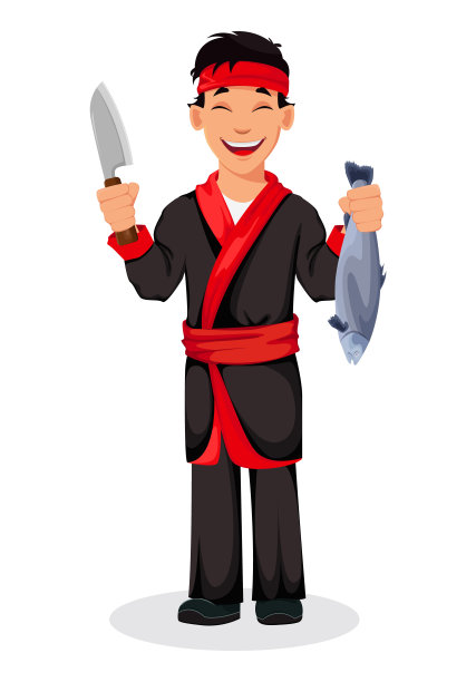 日本厨师烹饪寿司卷图片下载