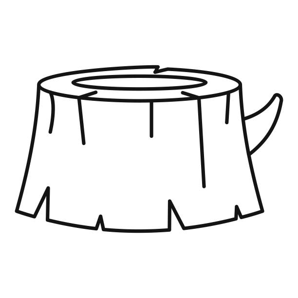 老树桩图标，轮廓风格图片下载