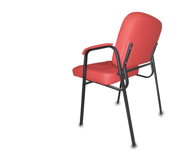 红色皮革现代办公椅的后视图。孤立的图片下载