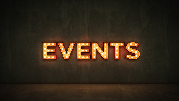 霓虹灯标志在砖墙背景-事件。3d渲染图片下载