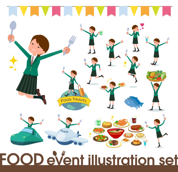 扁平型学校女孩绿色blazer_美食节图片下载