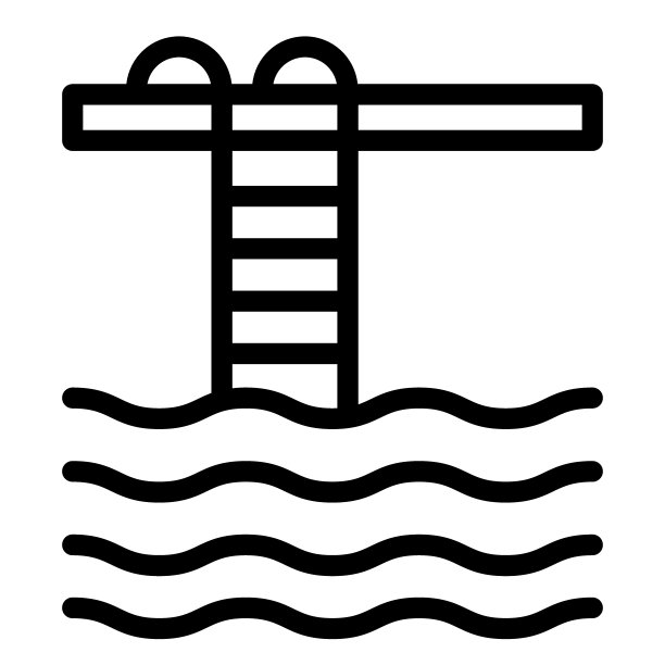 池图标。水池阶梯矢量插图孤立在白色。游泳池轮廓风格设计，专为网页和应用设计。Eps 10。图片下载