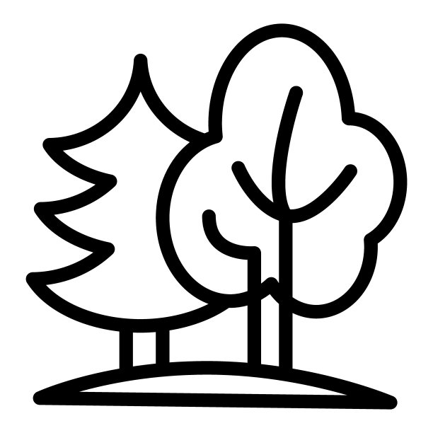 森林行图标。自然矢量插图孤立在白色。树轮廓风格设计，专为网页和应用设计。Eps 10。图片下载