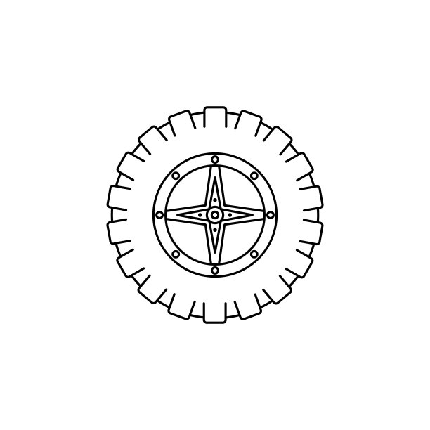 大脚轮胎插图。移动概念和web应用的极限竞赛元素。细线大脚轮胎插图可以用于网页和移动。溢价图标图片下载