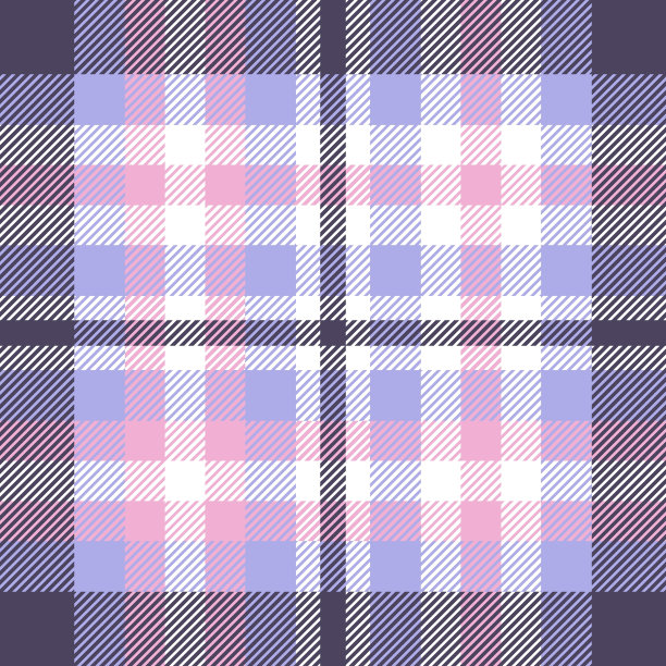 花格图案在柔和的长春花蓝，粉红色，紫色和白色图片下载