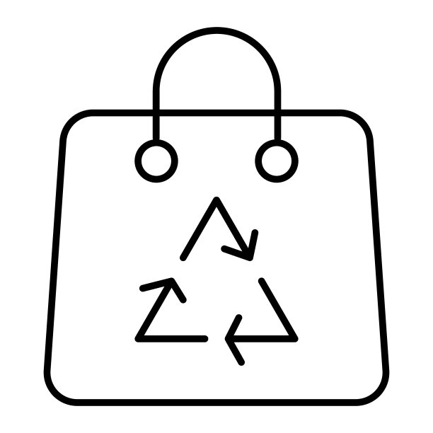 回收购物袋细线图标。生态包矢量插图孤立在白色。环保袋与循环标志轮廓风格设计，设计为网页和应用程序。Eps 10。图片下载