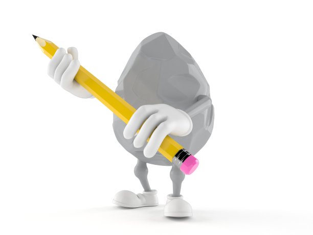 岩石人物拿着大铅笔图片下载