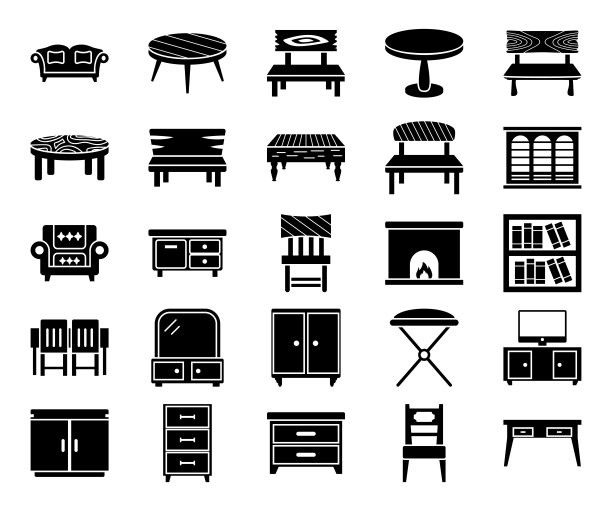 家具字形向量图标图片下载