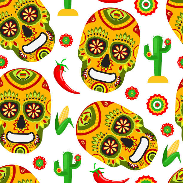 墨西哥死亡日的模式图片下载