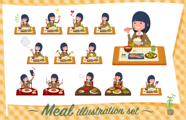 扁平型女学生棕色Blazer_Meal素材图片