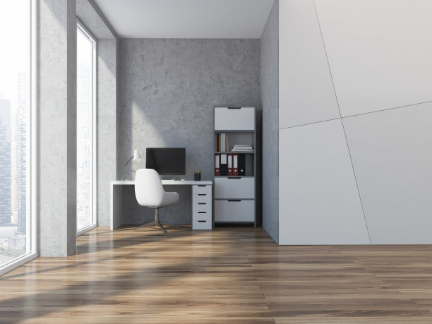 几何图案的家庭办公室内图片下载