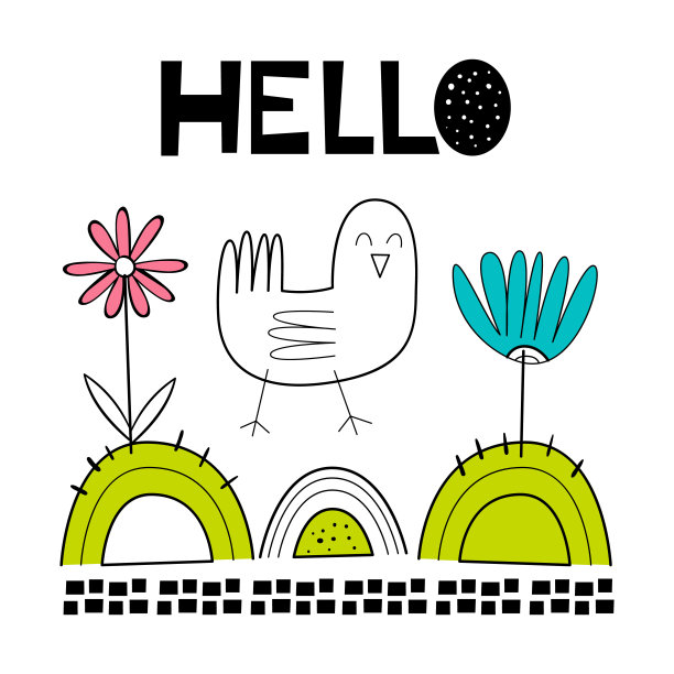 矢量插图的一只鸟。漂亮的背景。手绘的风格。斯堪的纳维亚的动机图片下载