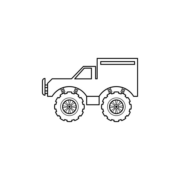 大脚车插画。用于移动概念和Web应用程序的极限竞赛元素。细线大脚车插画可用于Web和移动端。高级图标图片下载