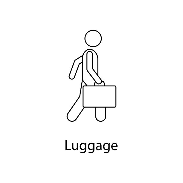 男人与行李插图。一个人的元素携带移动概念和web应用程序。细线人与行李插图可以用于web和移动。溢价图标图片下载