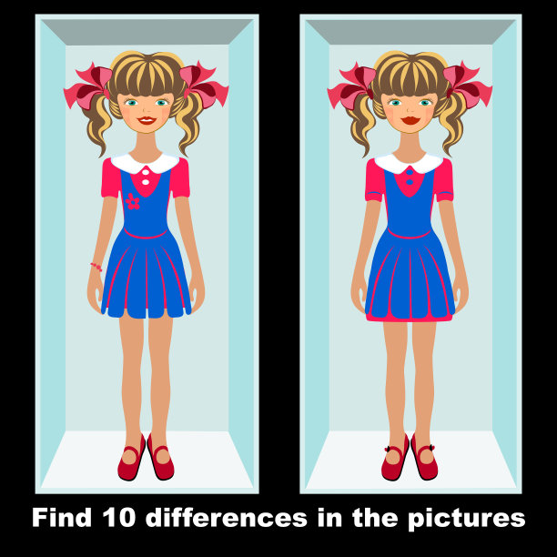 小学及学龄前儿童正念发展的矢量图解。发现十差异。图片下载