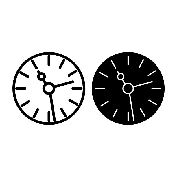 时钟线和字形图标。时间矢量插图孤立在白色。Watch outline style design，专为网页和应用设计。Eps 10。图片下载