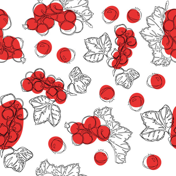 无缝图案的红醋栗果实。白色背景与红醋栗浆果。最适合设计果汁早餐、化妆品、茶、排毒等食品包装图片下载