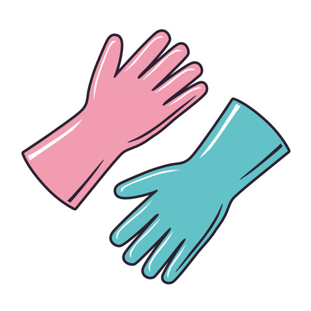 粉色和蓝色的橡胶手套图片下载