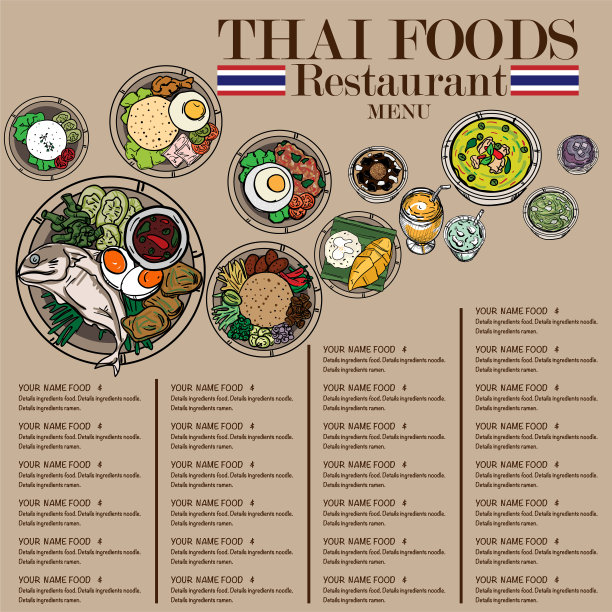 菜单泰国菜设计模板图形图片下载
