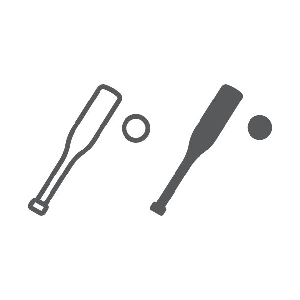 棒球线和字形图标，游戏和运动，棒球棒标志，矢量图形，白色背景上的线性图案，eps 10。图片下载