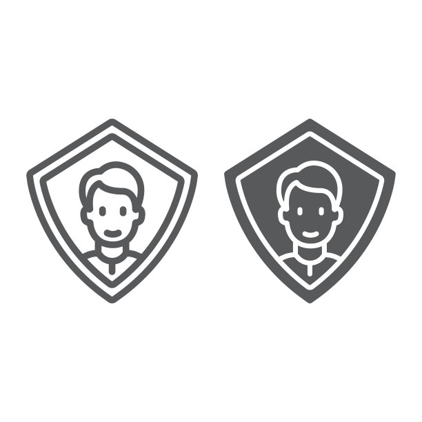 人脸识别线和字形图标，人脸识别和人脸识别，人脸扫描标志，矢量图形，白色背景上的线性图案，eps 10。图片下载