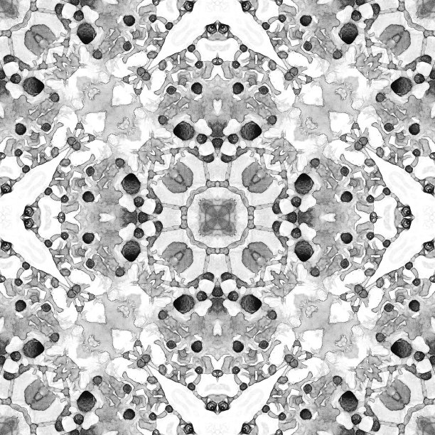 黑白无缝图案。迷人精致的肥皂泡。蕾丝手绘纺织装饰品。图片下载