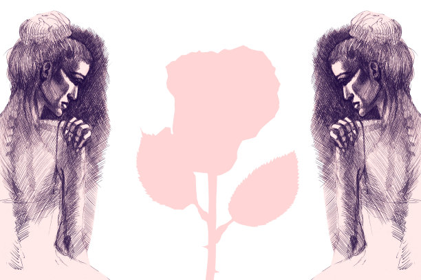 芭蕾舞女演员手绘墨水插画艺术家创意绘画背景图片下载