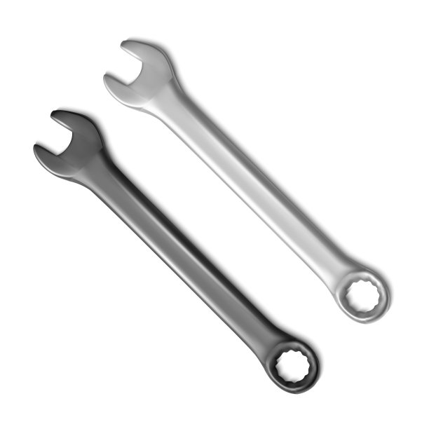 黑色和白色的钢扳手插图在白色的背景。矢量图图片下载