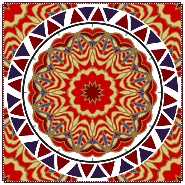 装饰用彩色装饰用圆形曼荼罗装饰。对称的图案。适用于印花大手帕、披肩、台布、面料时尚、围巾、设计图片下载
