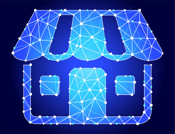 零售商店蓝色三角形节点向量模式图片下载