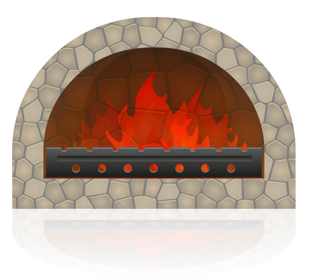 燃烧的火焰在壁炉矢量插图图片下载