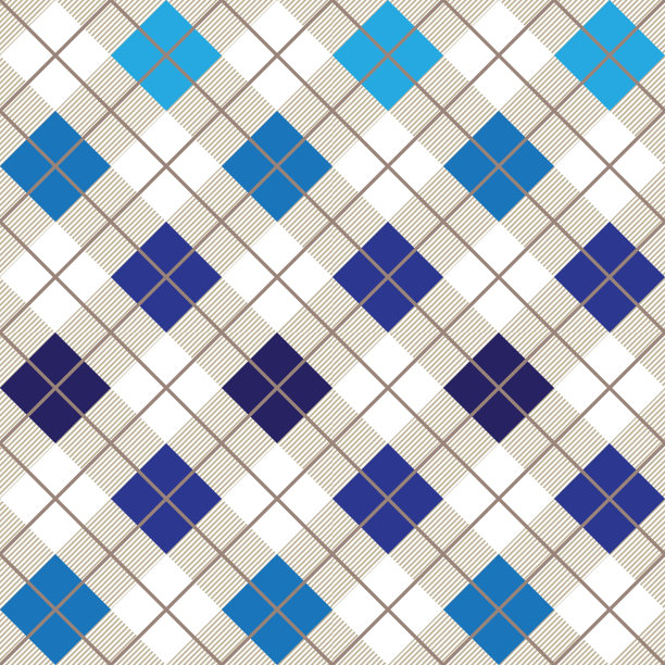 蓝色菱形花纹斜纹无缝织物图案图片下载