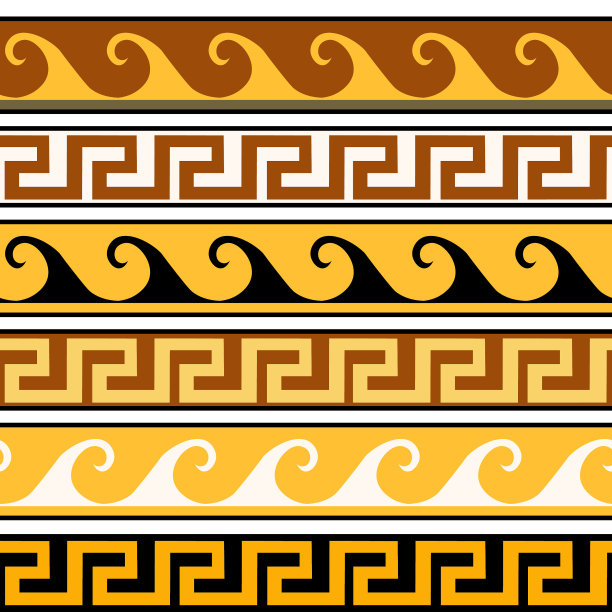 无缝模式在条纹希腊装饰矢量插图图片下载