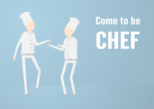 厨师的人物设计，是孤立的在蓝色的背景与复制空间。图片下载