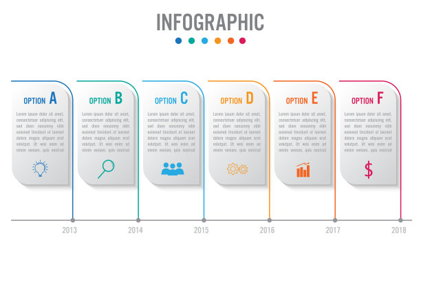 具有6个选项的业务信息图模板矩形形状，抽象元素图或流程和业务平面图标，矢量业务模板表示。图片下载