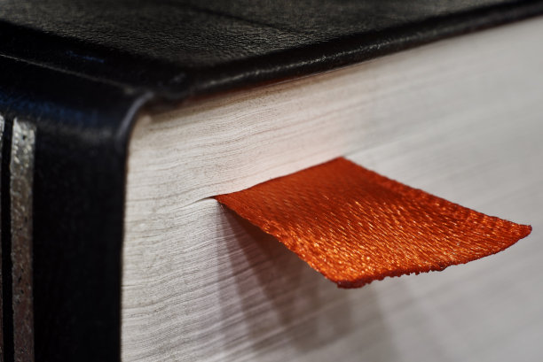 书中的红书签是特写的。图片下载