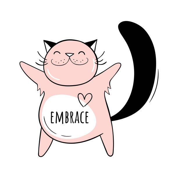 矢量插图的可爱的猫。斯堪的纳维亚的动机。卡通的背景图片下载