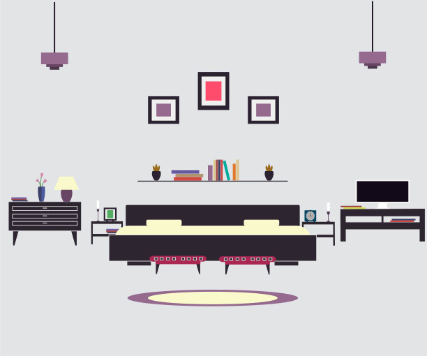 家里的家具。室内设计。卧室素材图片