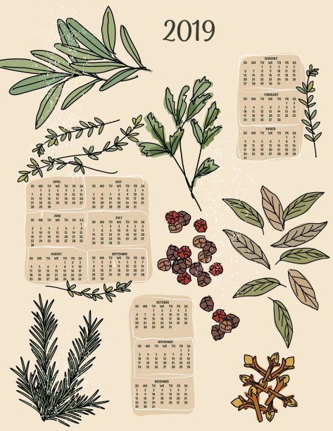 2019年复古风格日历图片下载