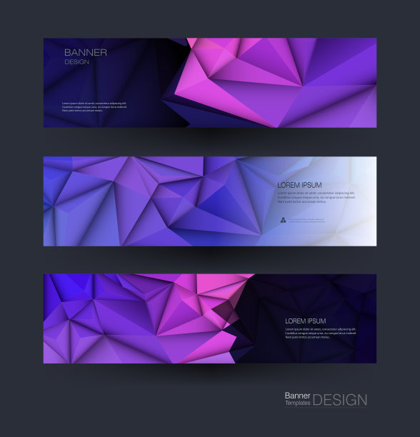 矢量多边形旗帜集。多边形或低多边形图案背景。图片下载