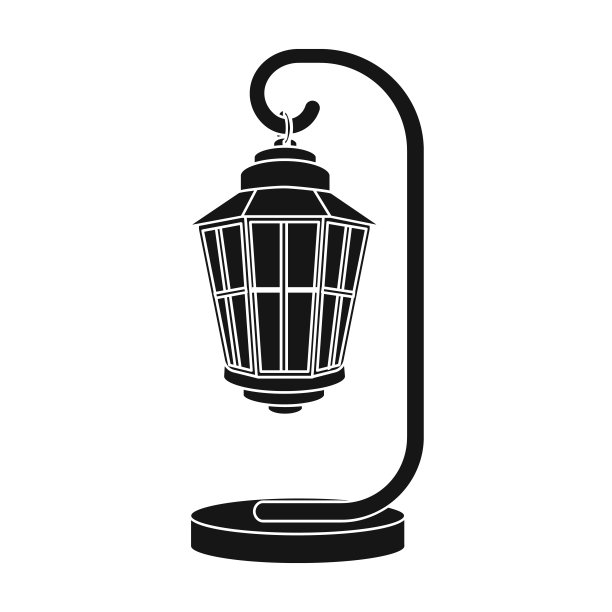 复古风格的街灯灯柱单图标黑色风格矢量符号股票插图web。图片下载