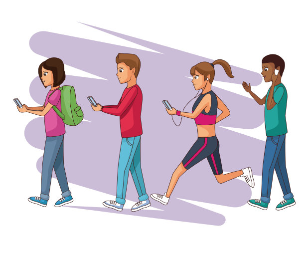 一组使用智能手机的人图片下载