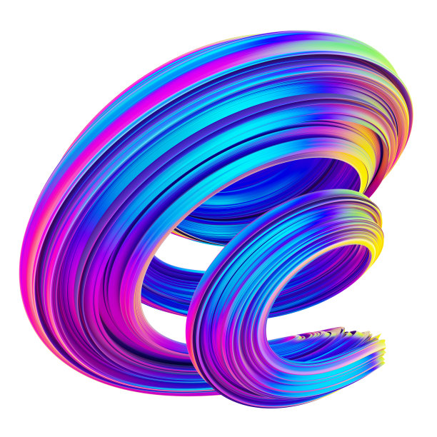 霓虹灯和全息彩色3d扭曲形状图片下载