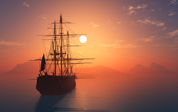 海上的帆船。图片下载