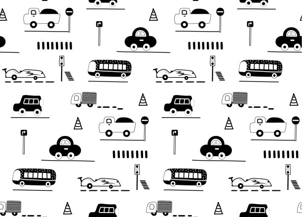 可爱的汽车黑白图案图片下载